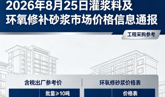 芷江2026年8月25日灌浆料及环氧修补砂浆市场价格信息通报